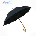 Paraguas De China Blue Line Auto Classic Crook Handle Wooden Stick Umbrella Big Size With Neverwet Technology